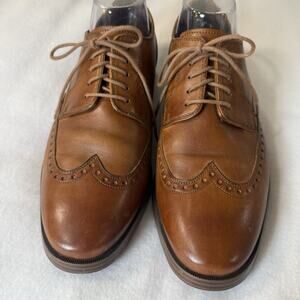 Cole Haan GrandOS Modern Wingtip Oxford Brogue Tan Leather Size 8.5 Medium Brown